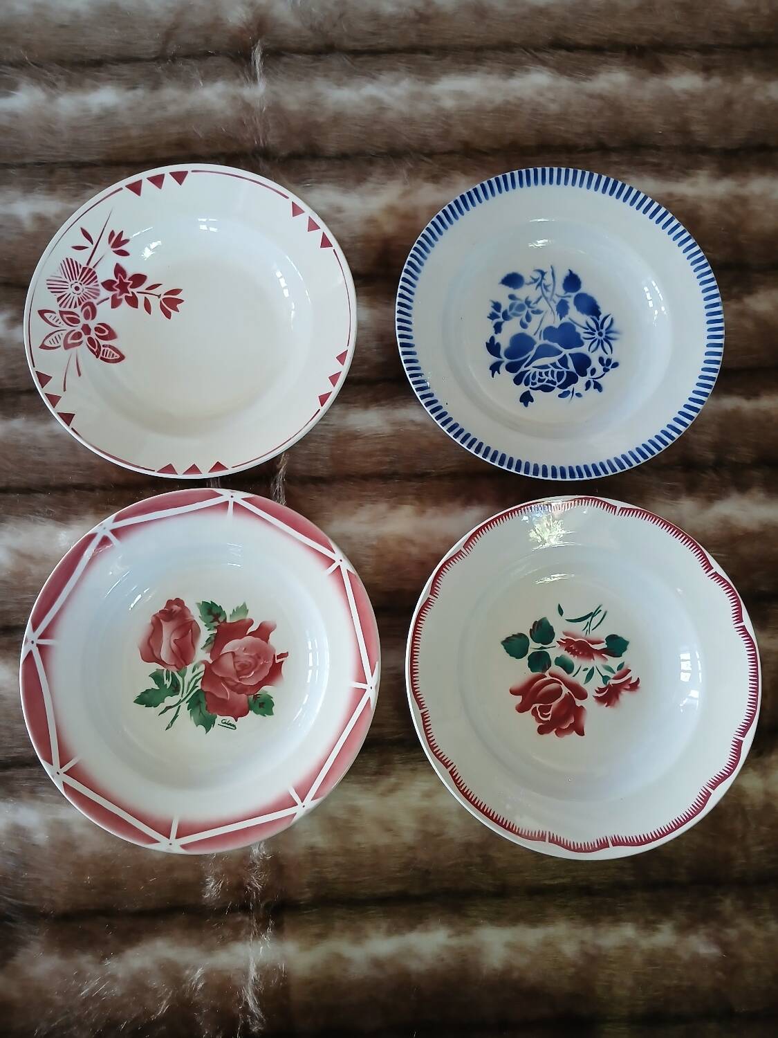 16 mismatched antique deep plates