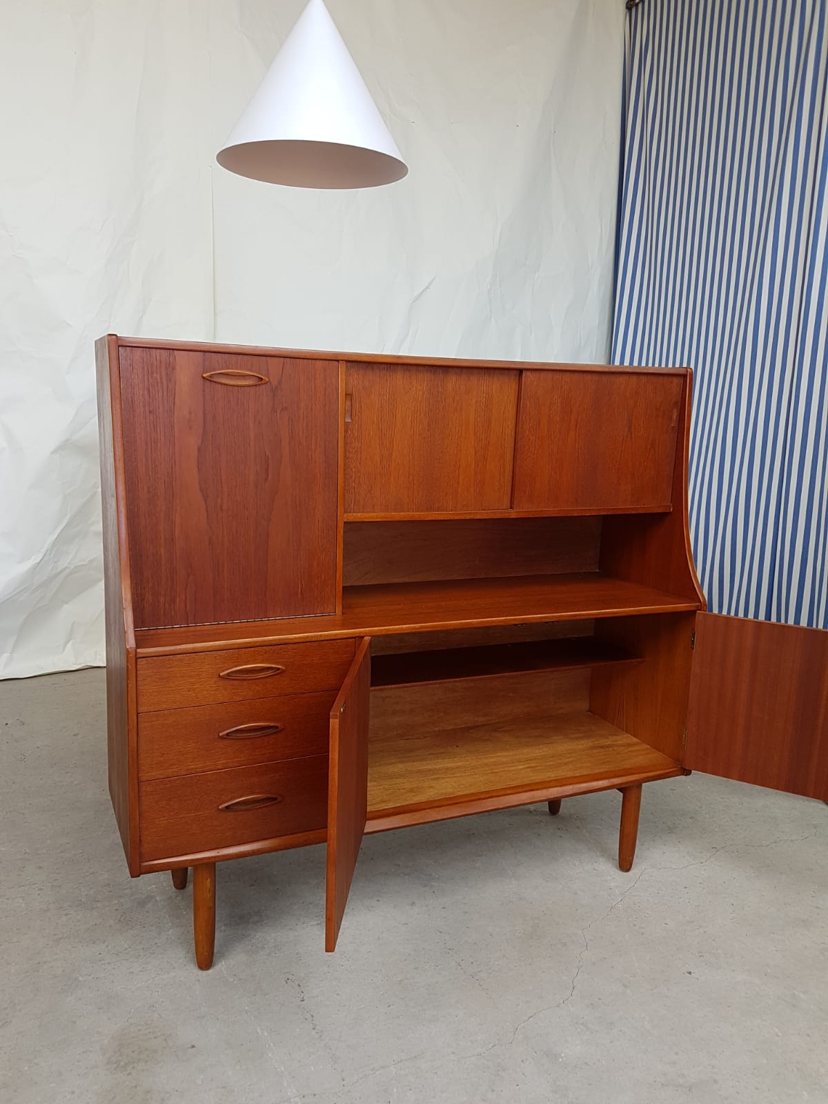 Vtg Mid Century Jentique Teak Highboard Sideboard Danish Scandi Design Retro 60s
