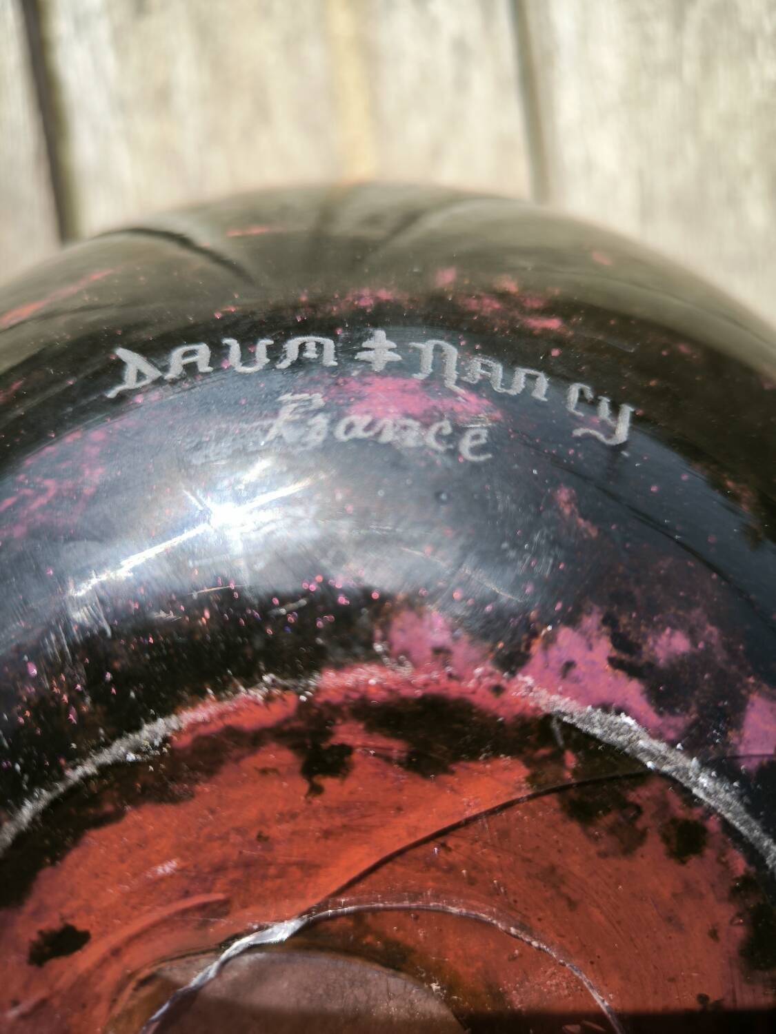 Glass paste vase with gold inclusion Daum 1930