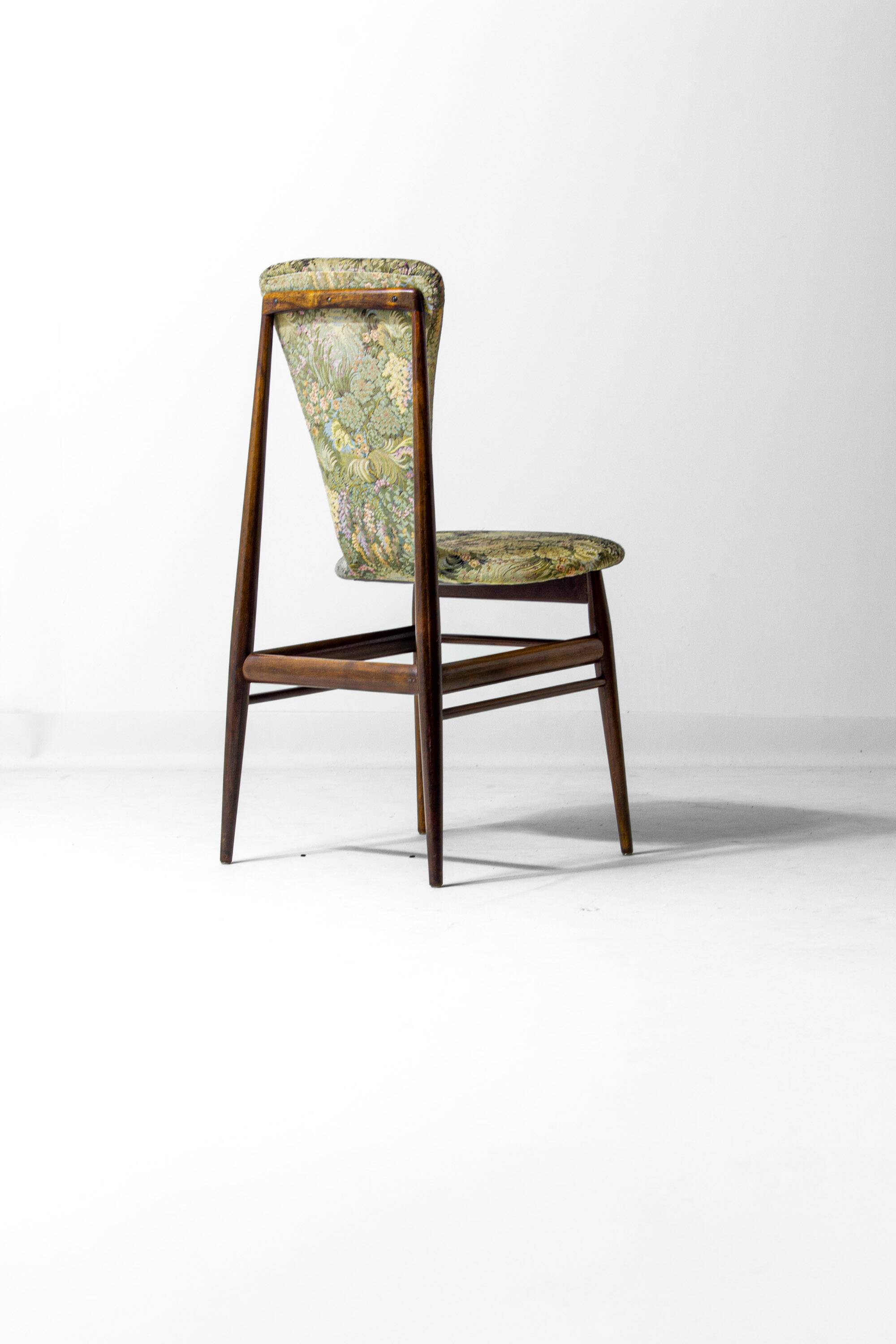 Eclectic scandinavian floating dining chairs in floral upholstery, 1960s