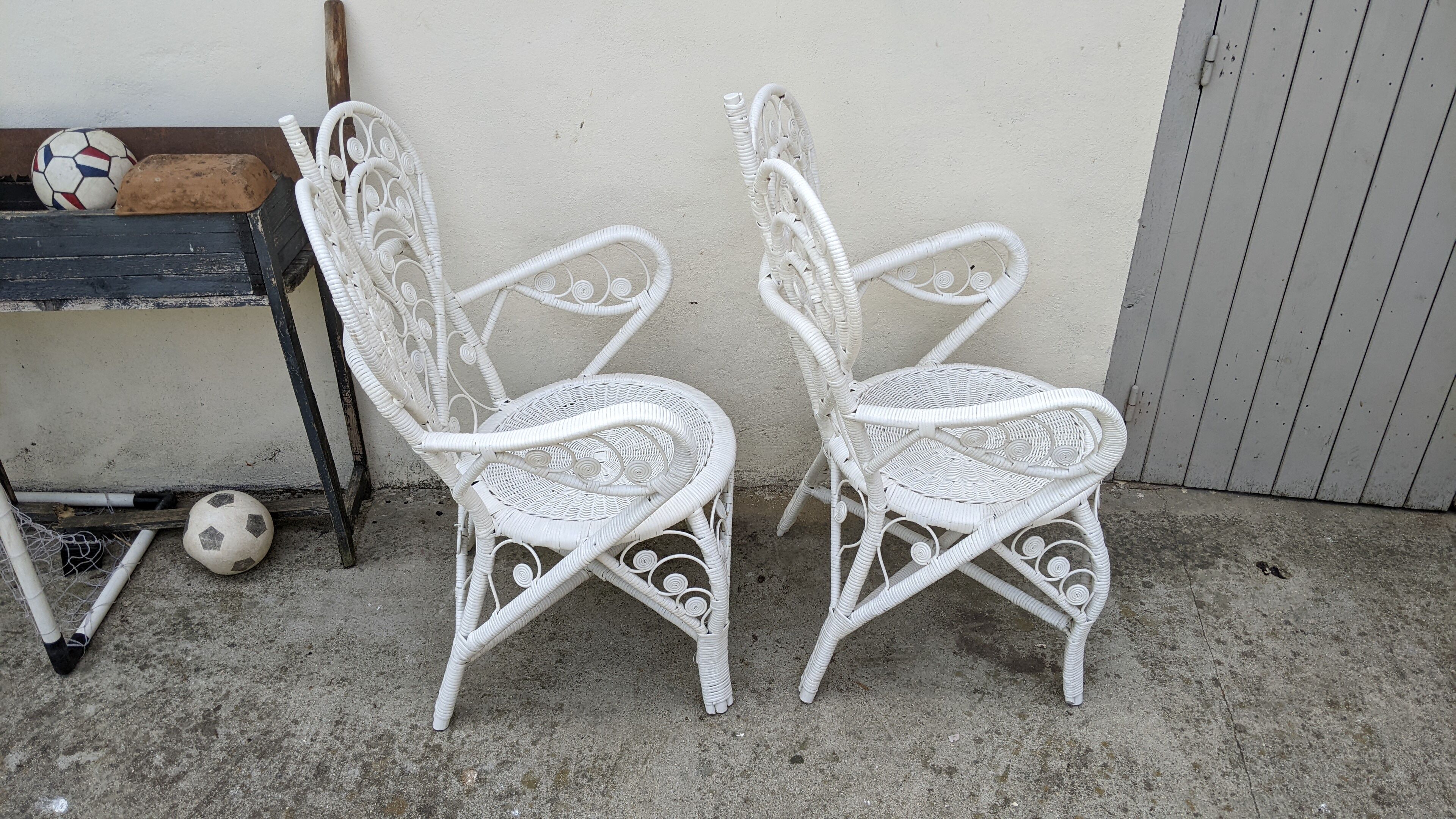 Peacock rattan armchairs