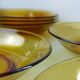 Set of 6 Vereco orange smoked glass plates