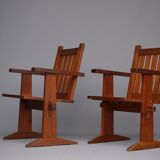 Set of four pine Scandinavian armchairs 1930