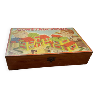 Boite de jeu ancienne en bois, vintage