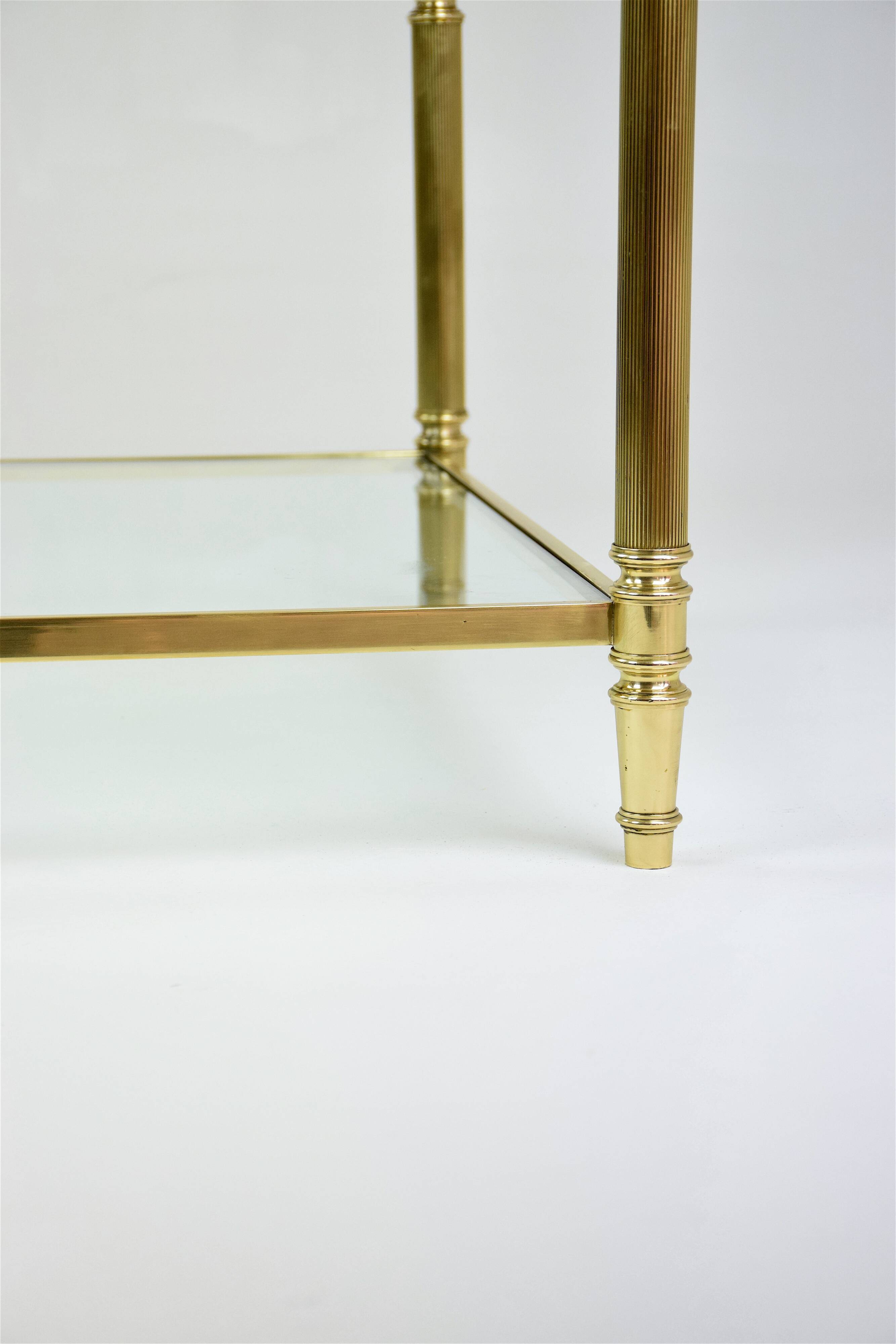 Vintage Coffee Table in Massive Brass and 70s Glass