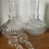 Duo of glass decanters