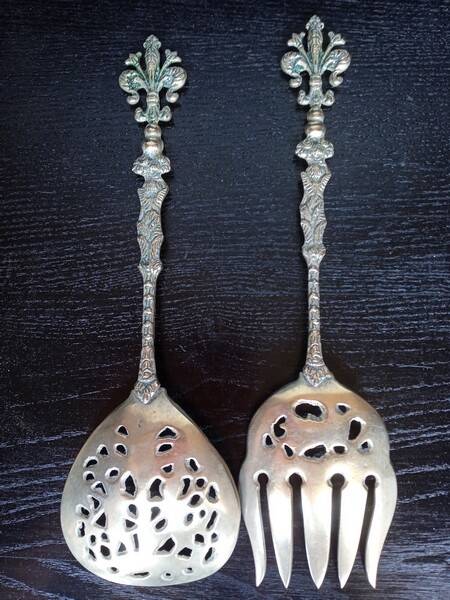 Ugo Bellini Vintage Silver Plated Bronze Cutlery / Serving Tongs