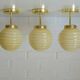 Set Of 3 Art Deco Semi Flush Ceiling Lights | 1940s Beige Hand Blown Glass