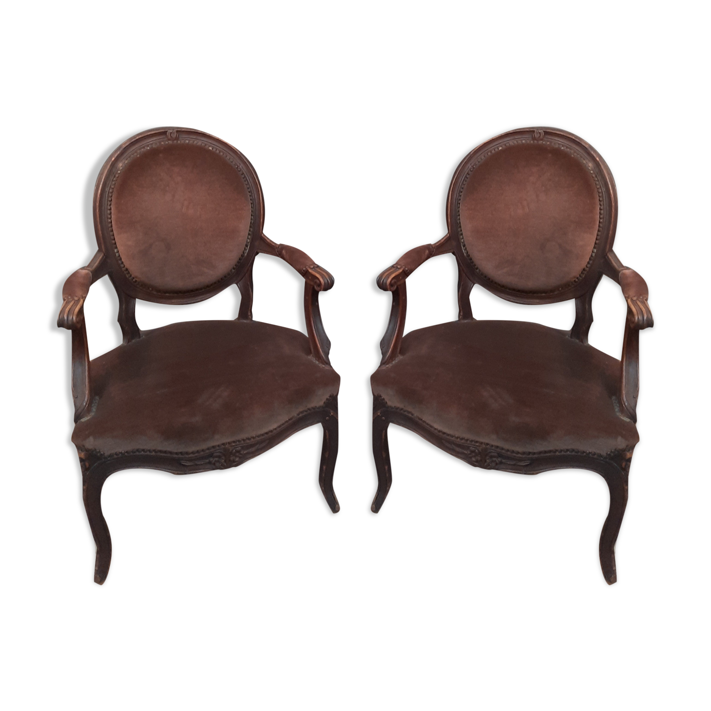 Pair of transition armchairs from the Louis XV Louis XVI eras