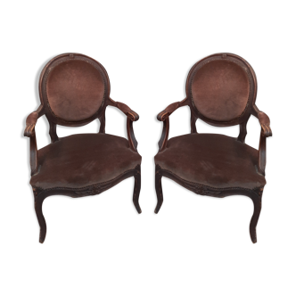 Pair of transition armchairs from the Louis XV Louis XVI eras