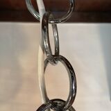 Designer chandelier in chrome metal globe in smoked glass