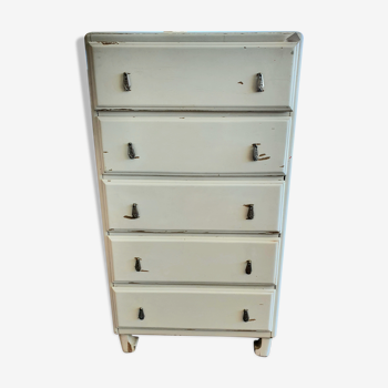 Vintage furniture with 5 drawers painted white