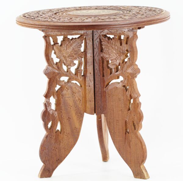 Table bois indienne sculptée