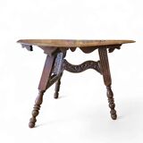 Antique tripot carved folding table / Netherlands / oak / 19th century circa 1880