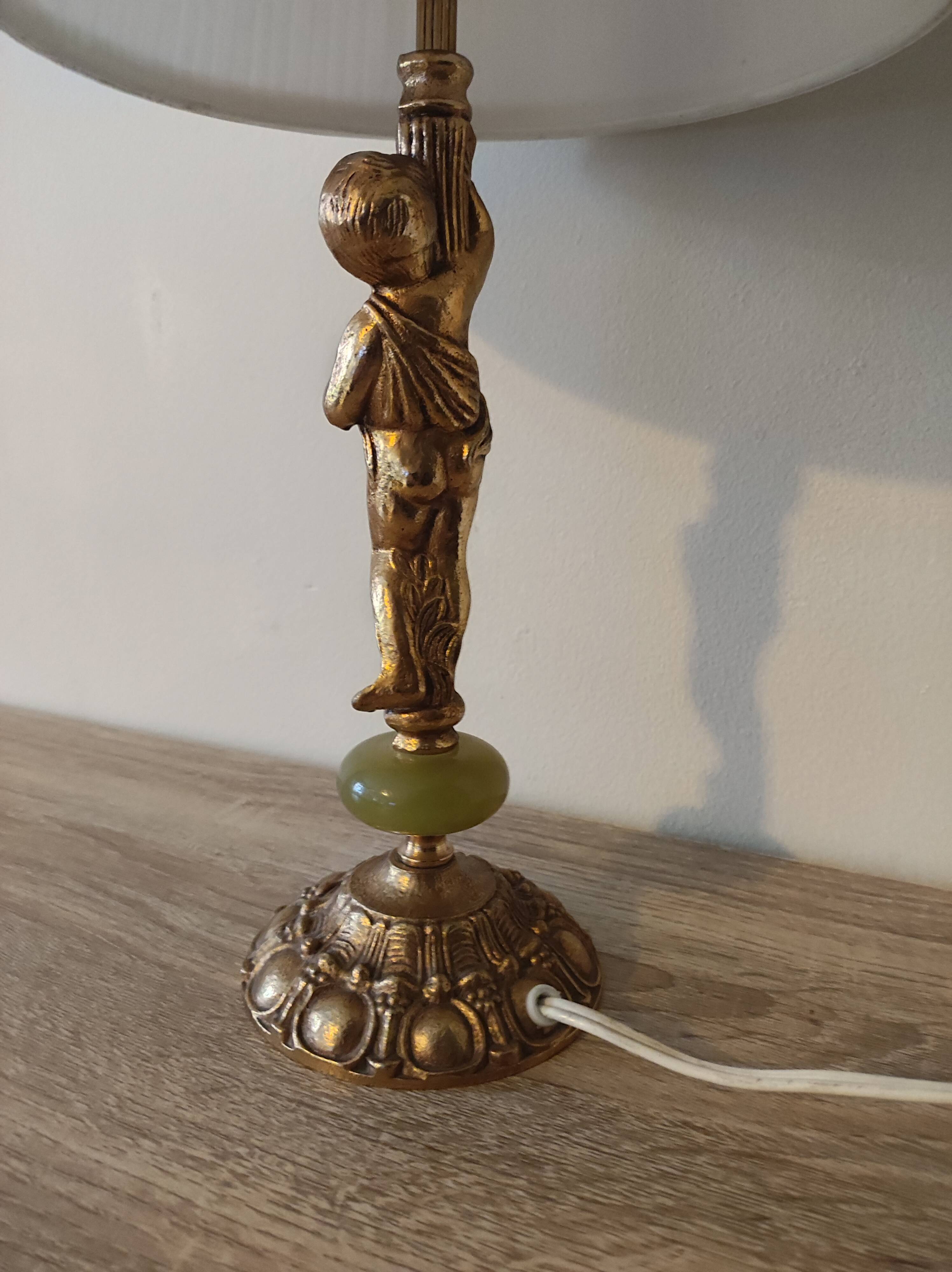 Lamp foot bronze angel cherub