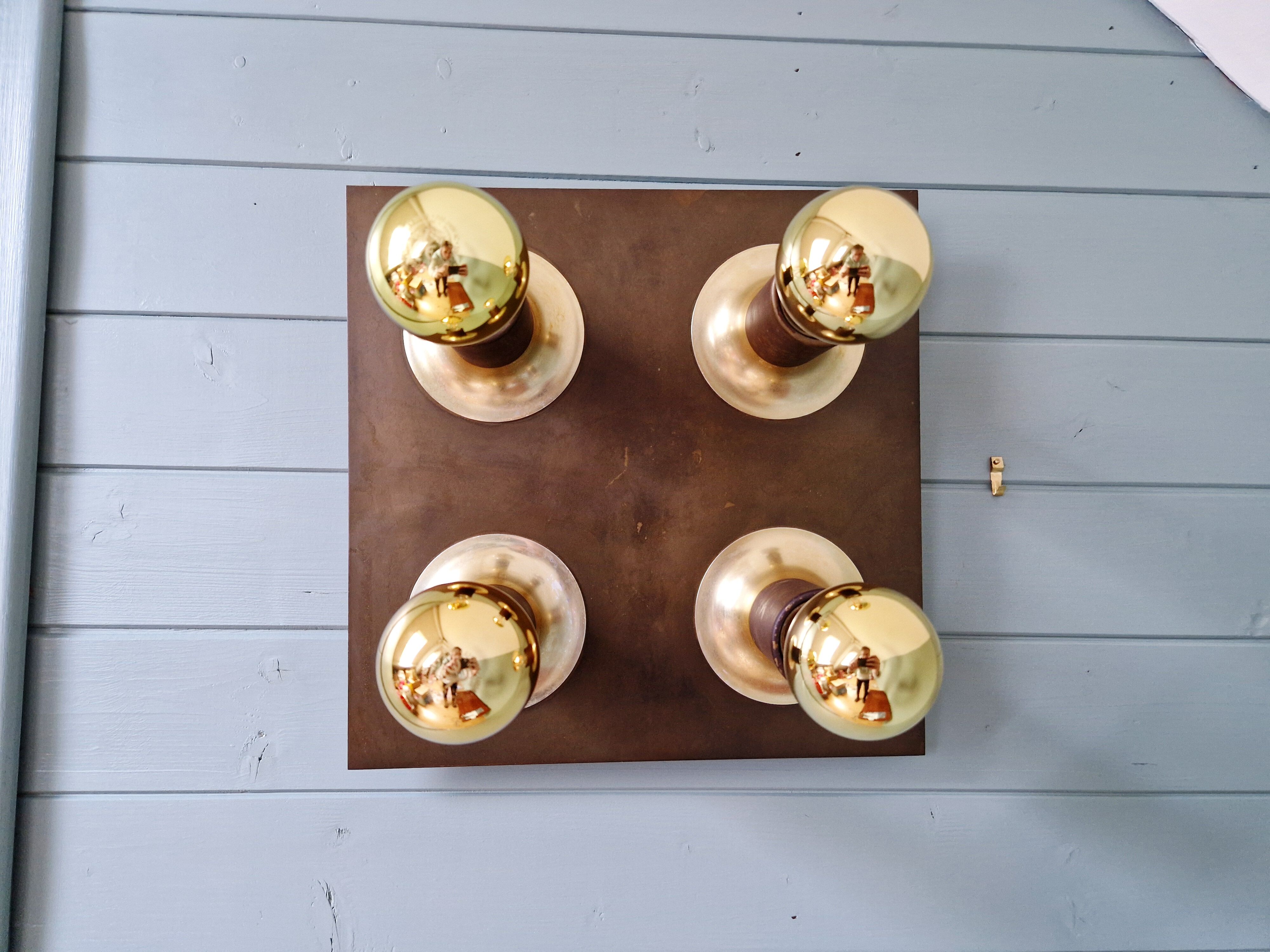 Space Age Wall Light/Ceiling Light in brass, Cosack Leuchten, 1970