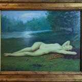 Painting on bare wood lying in a clearing