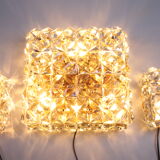 Large gold-plated & crystal glass flush mount light from kinkeldey, 1970s