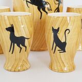 Service a orangeade grandjean jourdan vallauris ceramic faux-wood 1950 vi