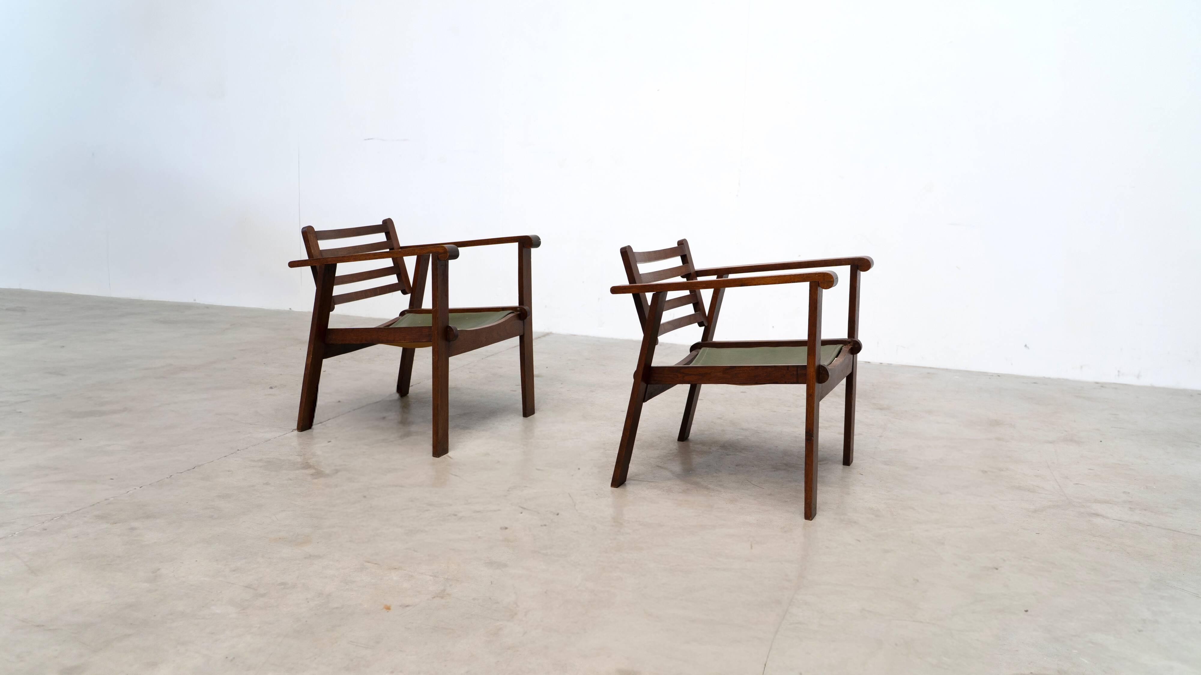 Set of two early French lounge chairs