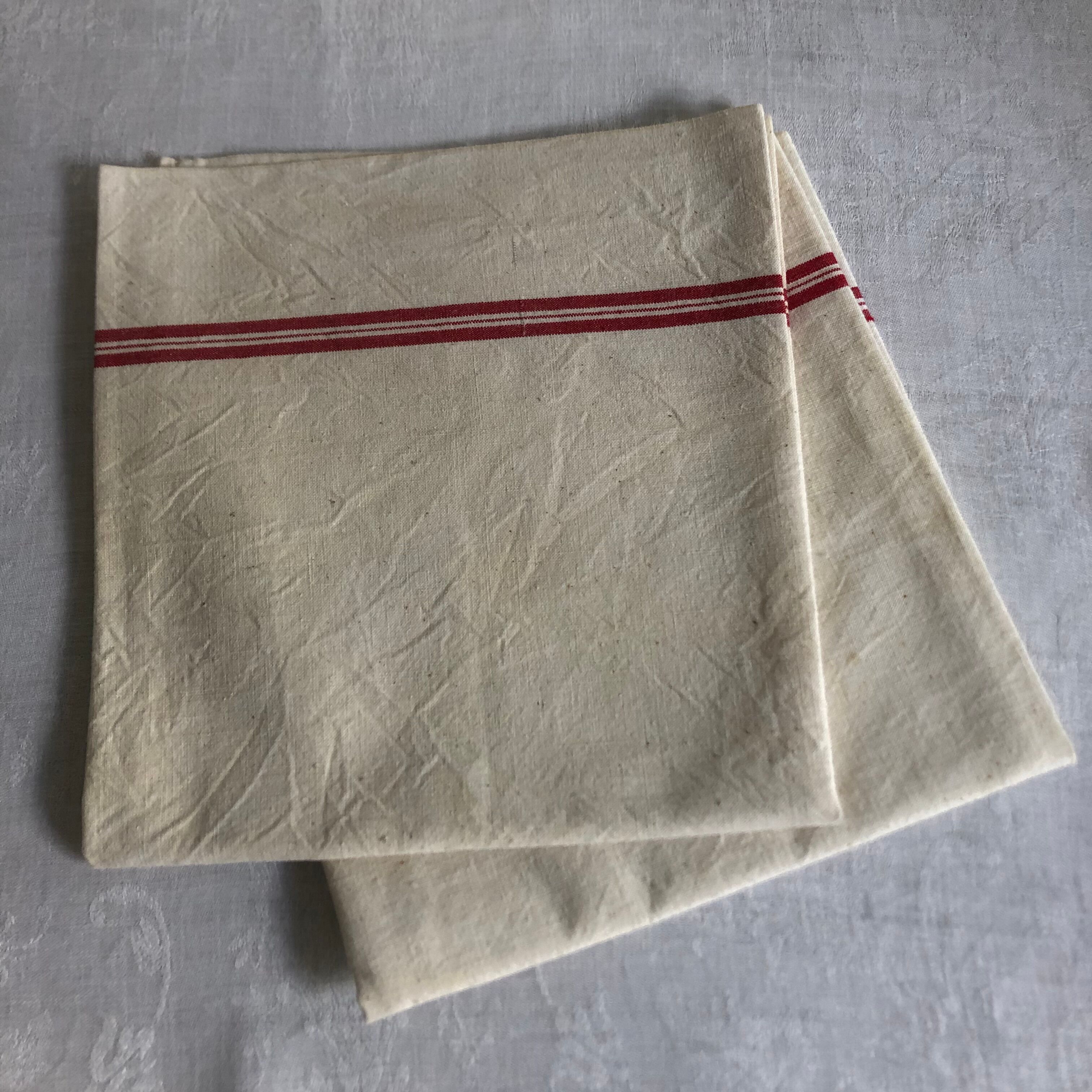 Paire de torchons anciens liteaux