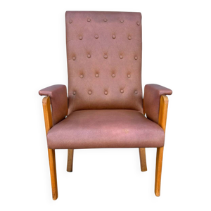 Fauteuil vintage en skai - marron