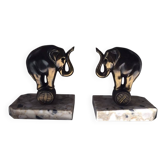 Paire de serres livres art déco éléphants Franjou