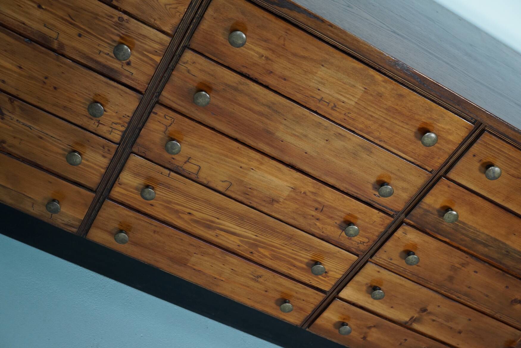 Vintage German pine & oak apothecary cabinet, 1950s