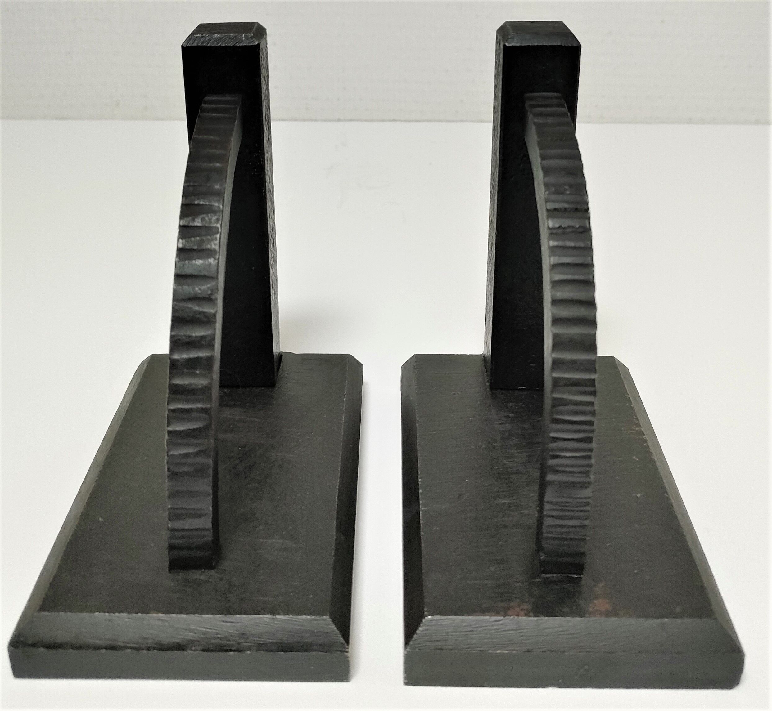 Pair of bookends in black lacquered steel design 60s