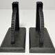 Pair of bookends in black lacquered steel design 60s