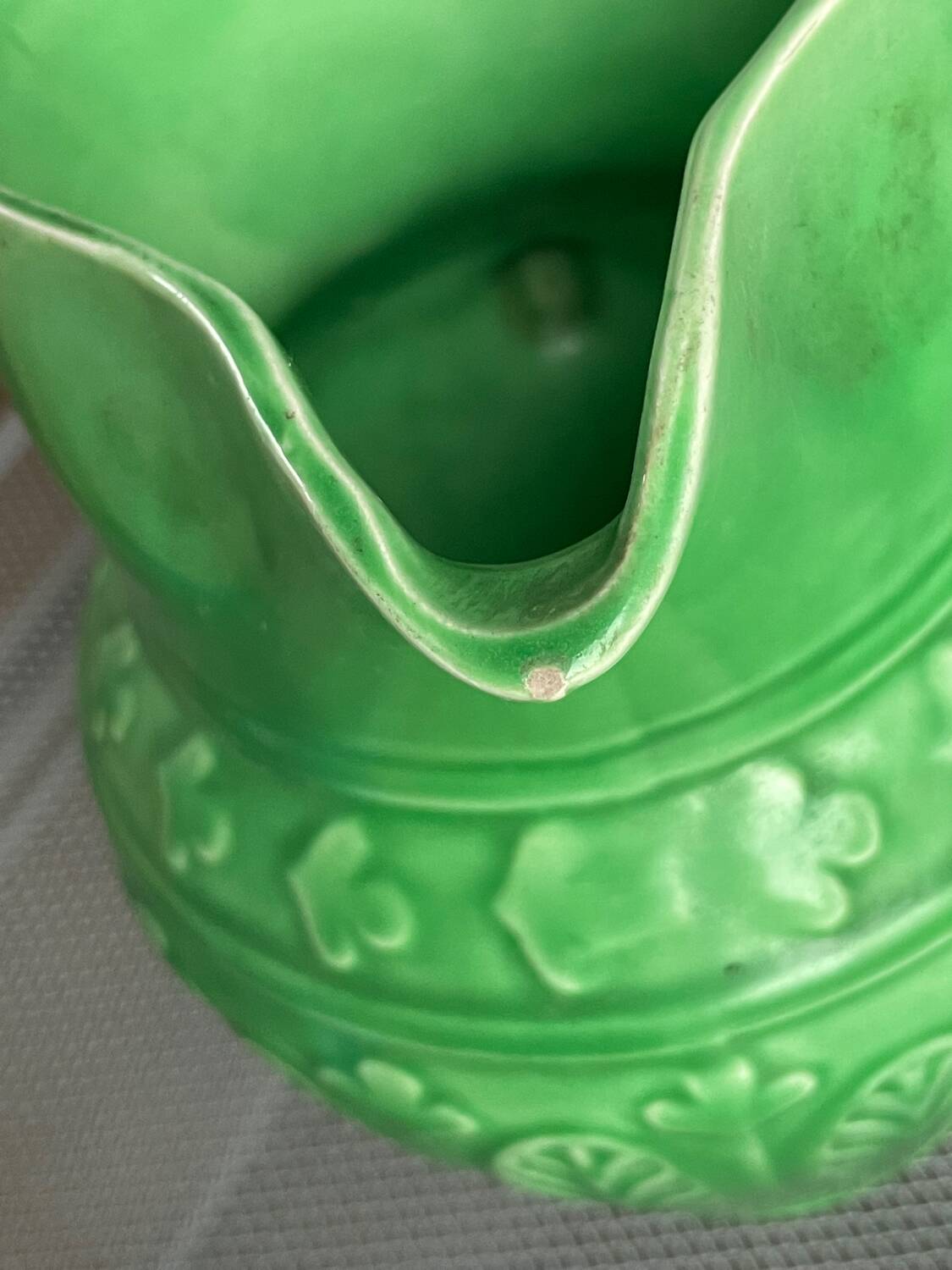 Old ceramic pitcher shape 7316 digoin green