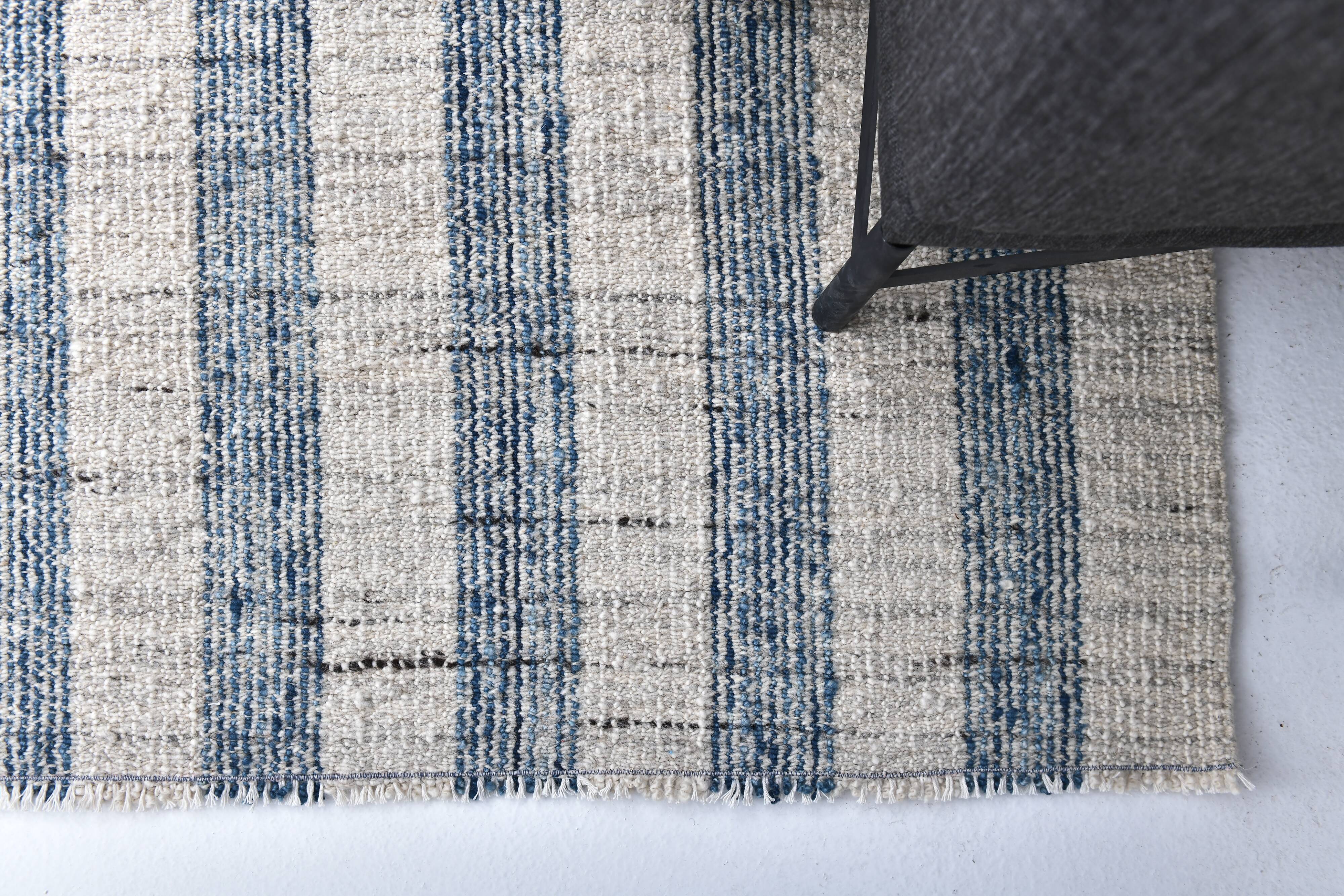 İndigo blue Beige Kilim Rug  190x290 cm, Scandinavian Stile Kilim Rug