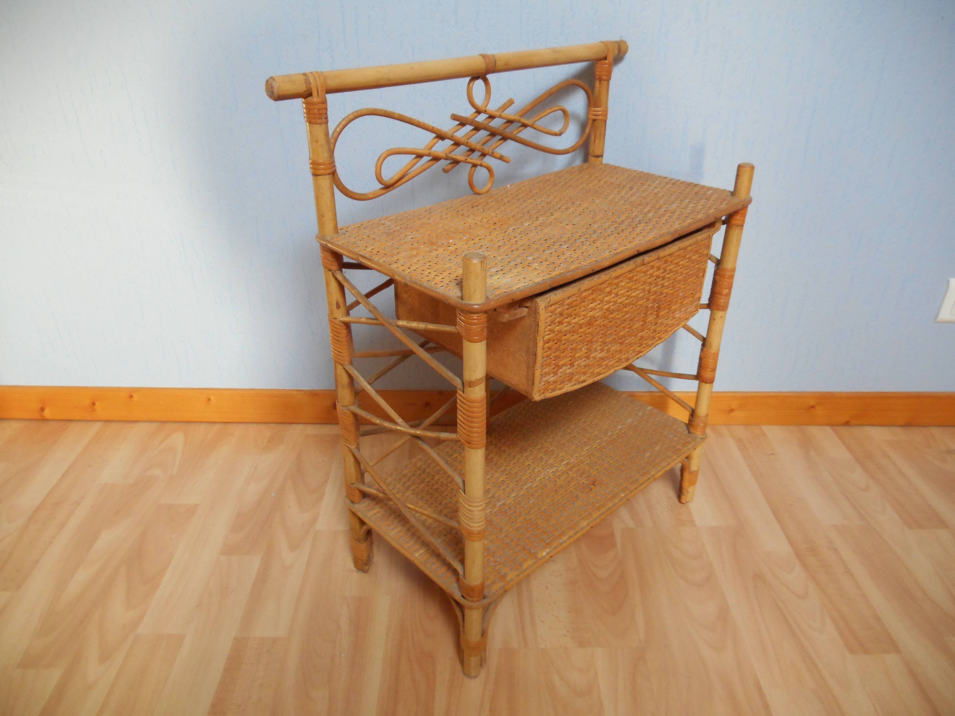 Vintage rattan bedside