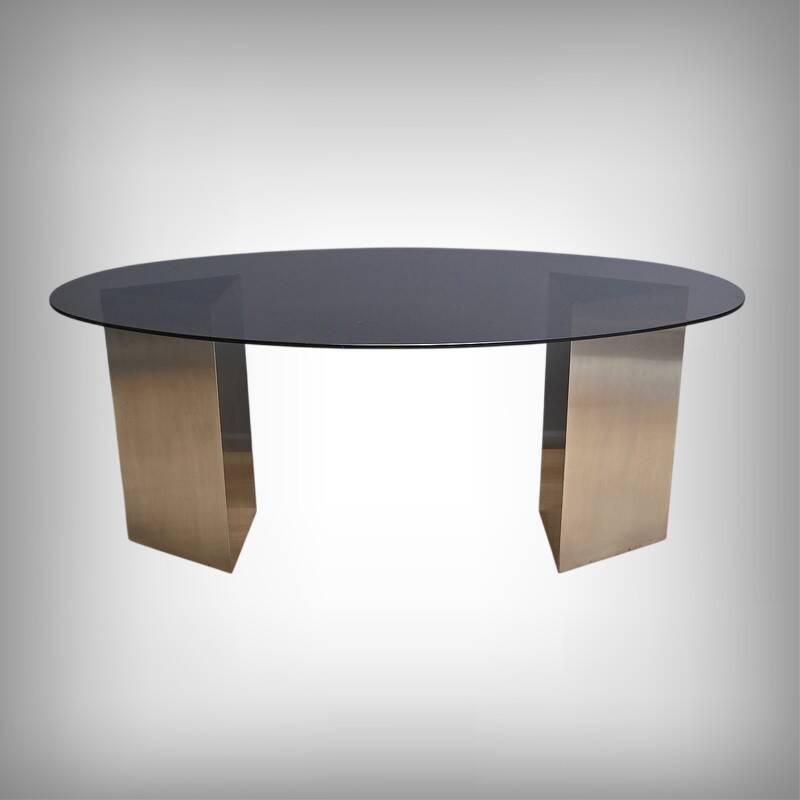 Oval Smoked Glass Table – 1960