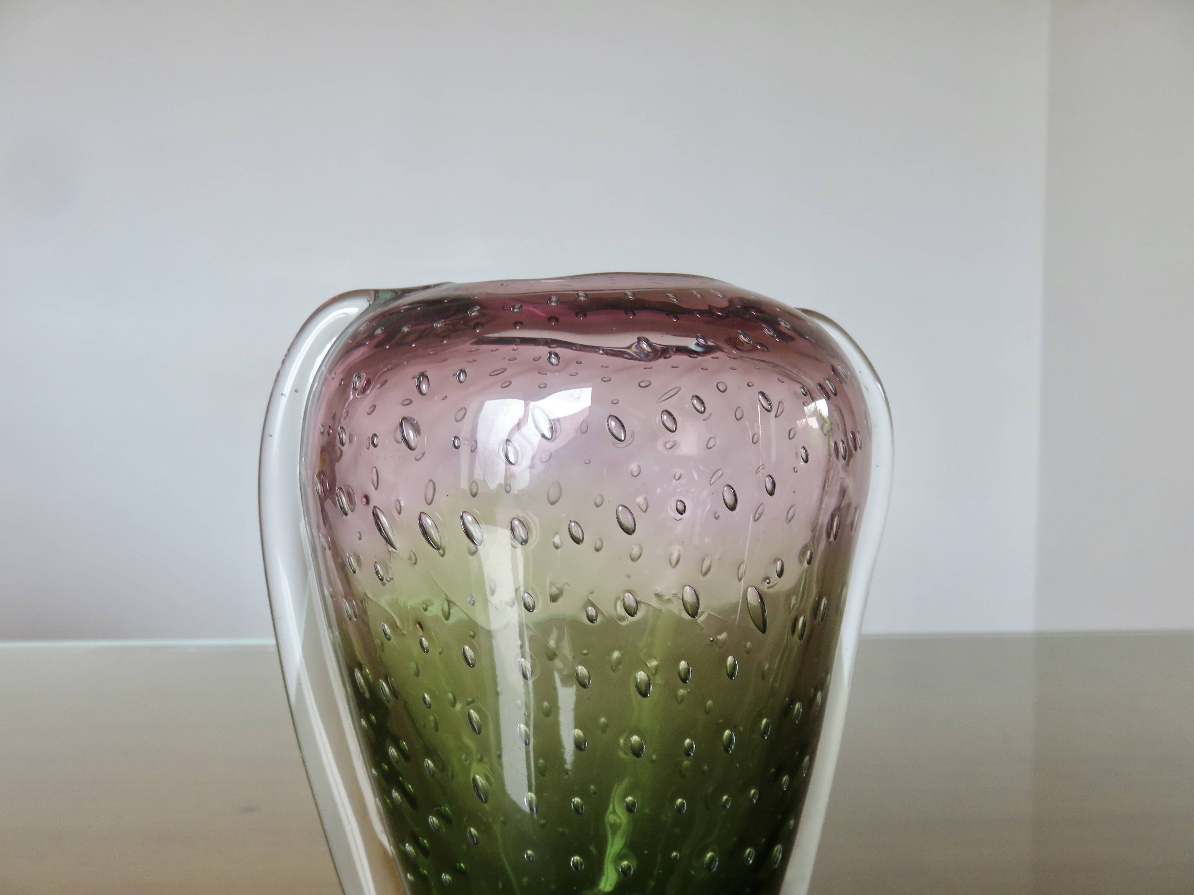 Murano vase in blown glass, bubbled, 50s-60s