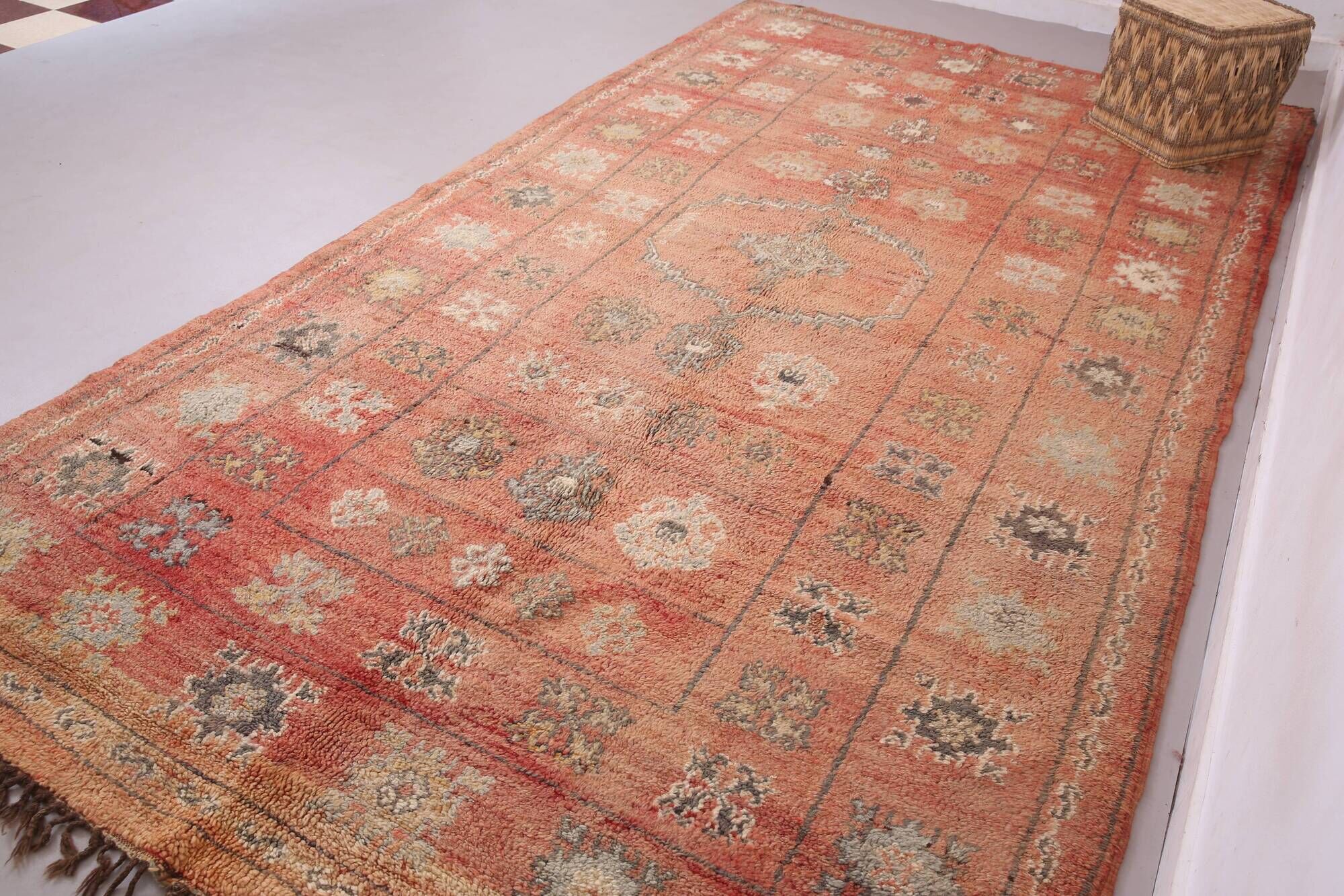 Terracotta Vintage Moroccan Rug 206 x 370 cm - Berber Wool Rug Handmade