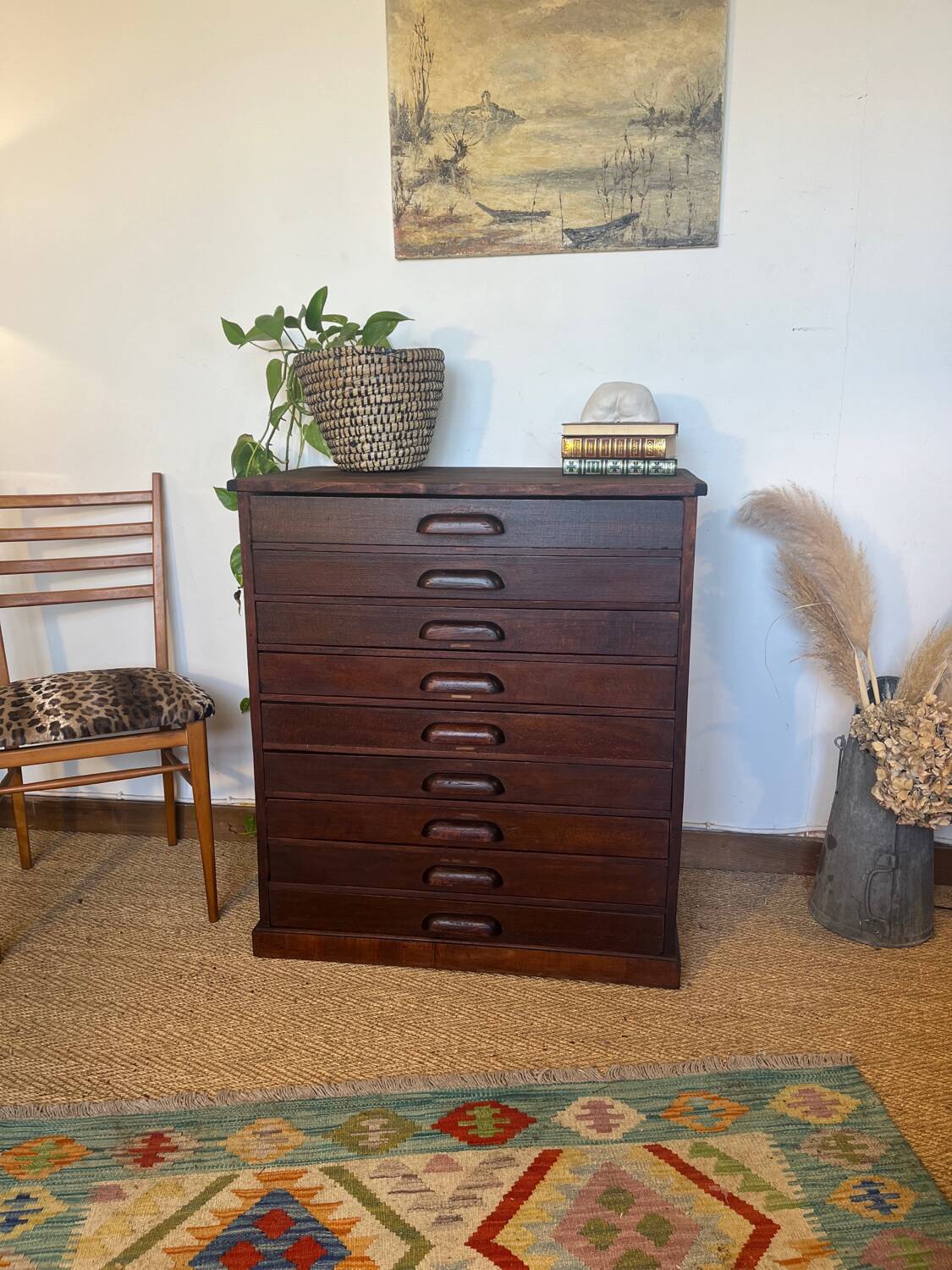 Vintage wooden architect's professional furniture