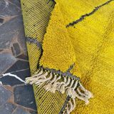 Handmade Berber rug from Oued Zem, yellow, size 140 x 260 cm