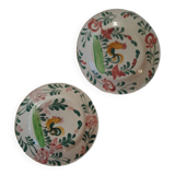 Deux assiettes anciennes, décor coq, HBCM