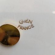 Silent servant, 2 tiers in Gien earthenware – Exotic birds – Golden metal
