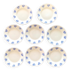 Set of eight dessert plates – blue cherry patterns – stamped