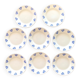 Set of eight dessert plates – blue cherry patterns – stamped