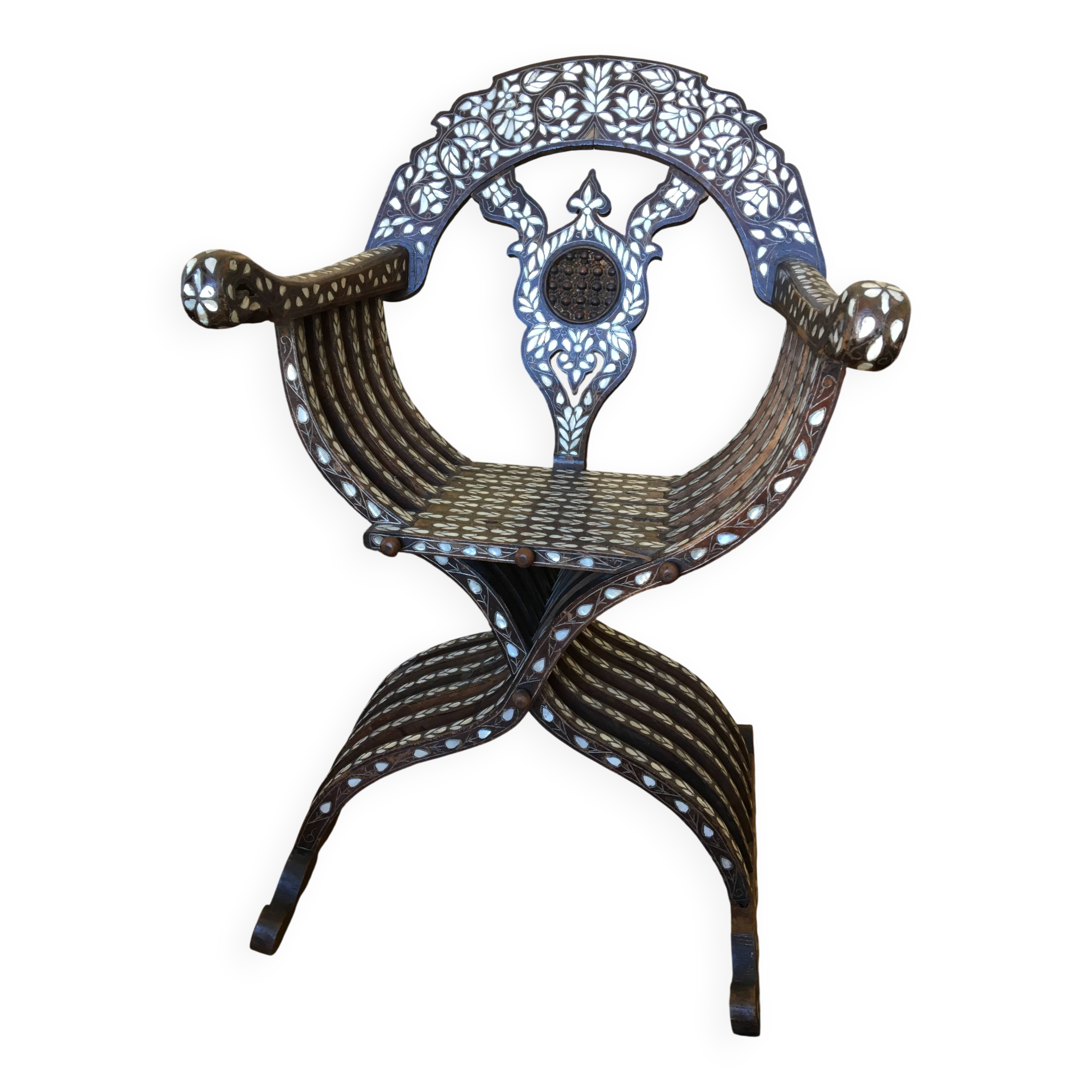 Syrian Armchair in Mother-of-Pearl and Ebony