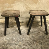 Paire de tabourets art populaire