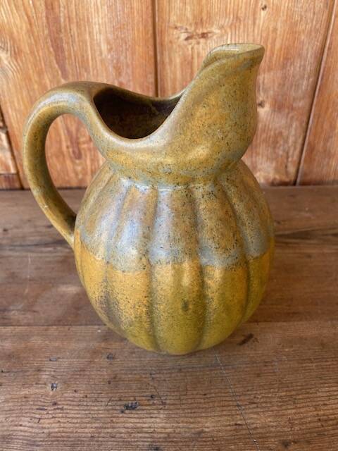 Old ceramic jug in the shape of a gourd by Louis Lourioux