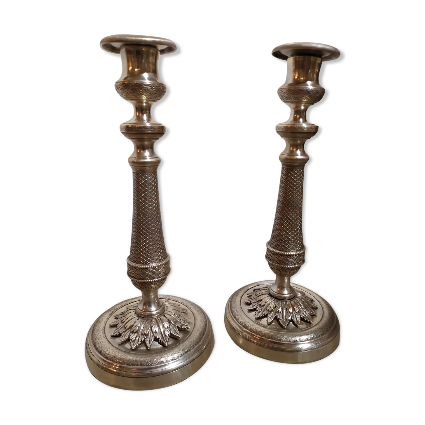 Pair of silver bronze torches