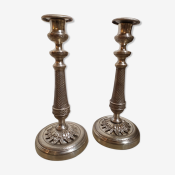 Pair of silver bronze torches