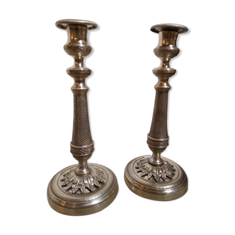 Pair of silver bronze torches