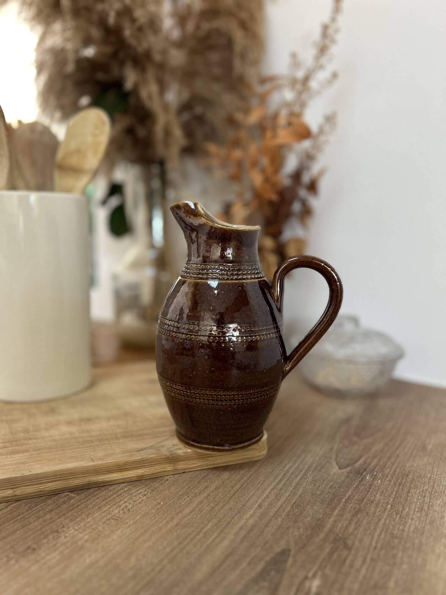 Handmade Pichet Grès du Berry – Made in France – vintage – 17 cm