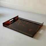 Serving tray in smoked tortoiseshell plexiglass, 1970s design
